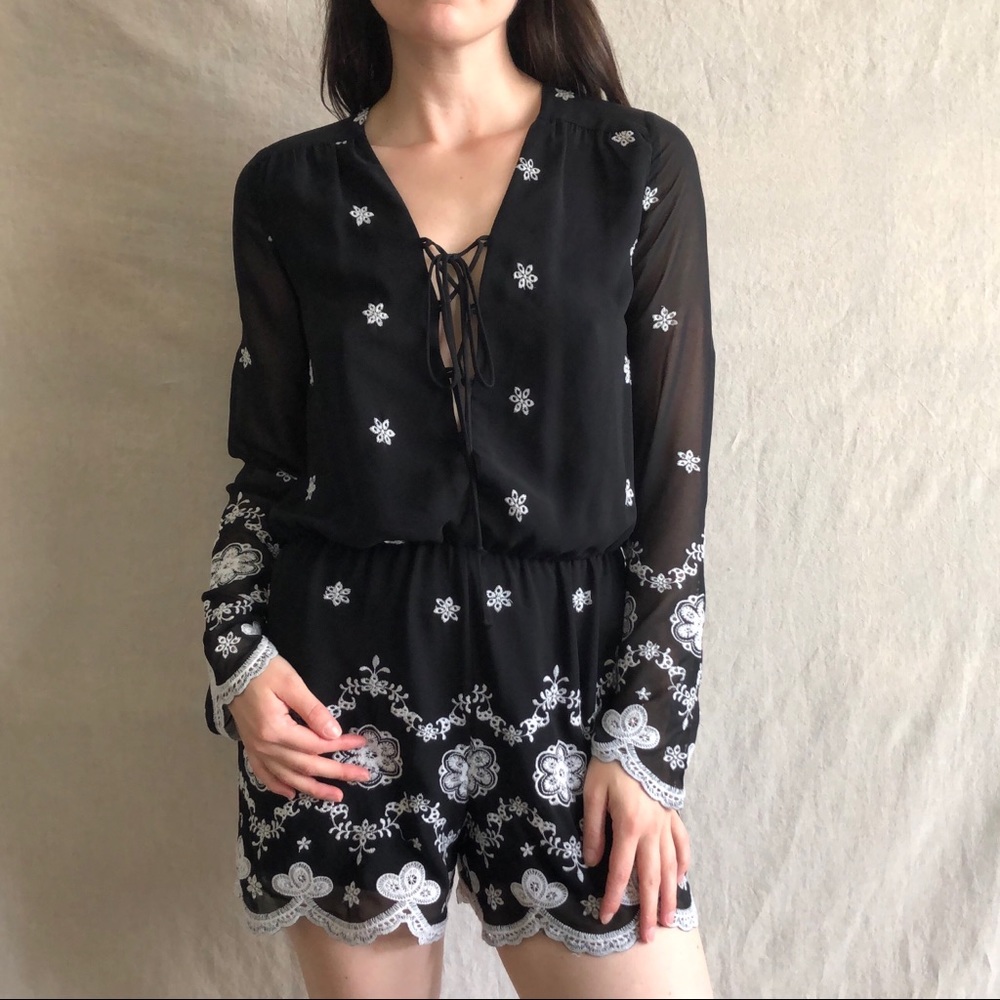 WAYF Embroidered Romper